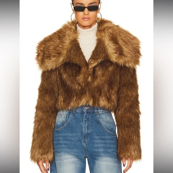 NWOT Ella Cropped Jacket in Brown - Picture 5 of 6